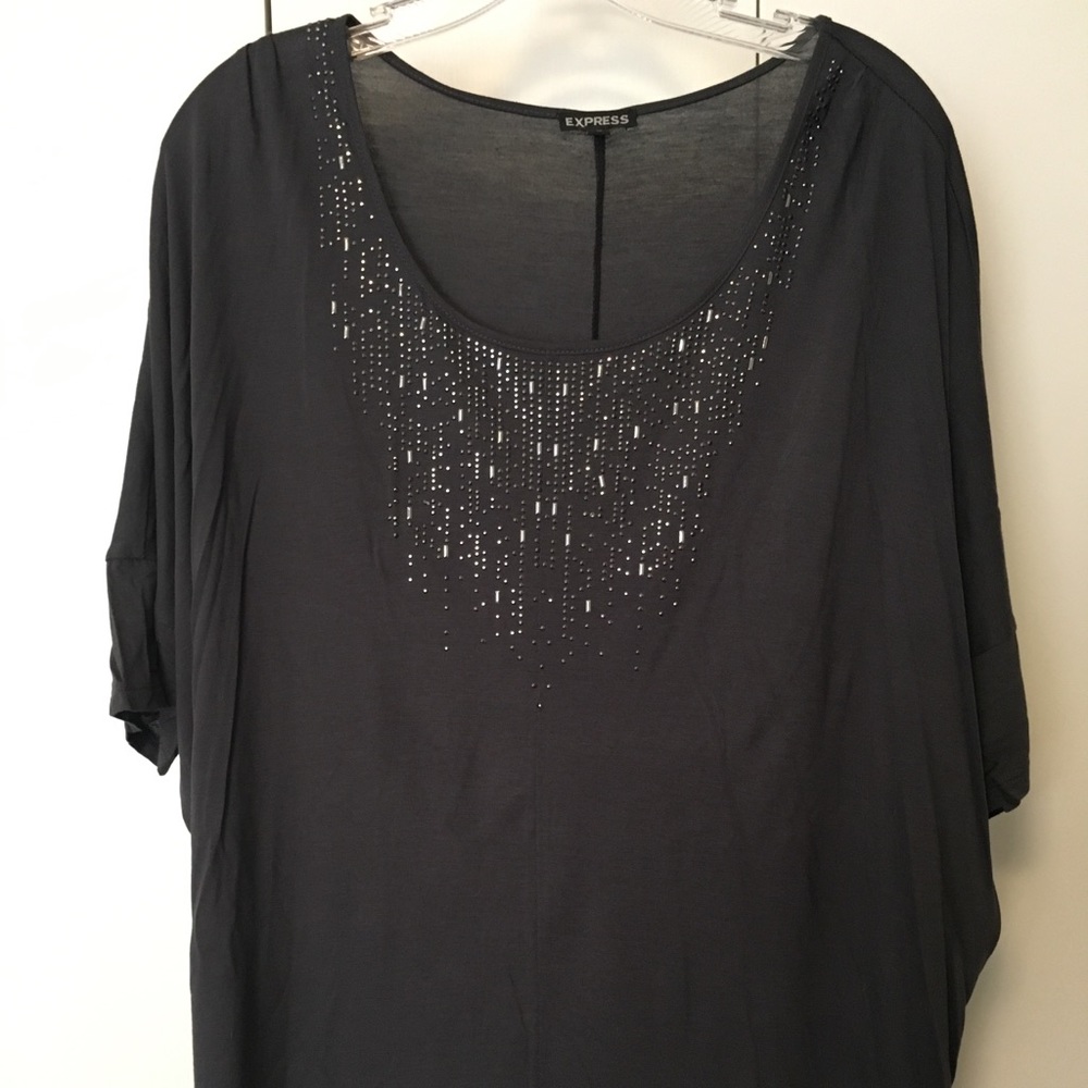 Slate gray tunic with silver embellishments